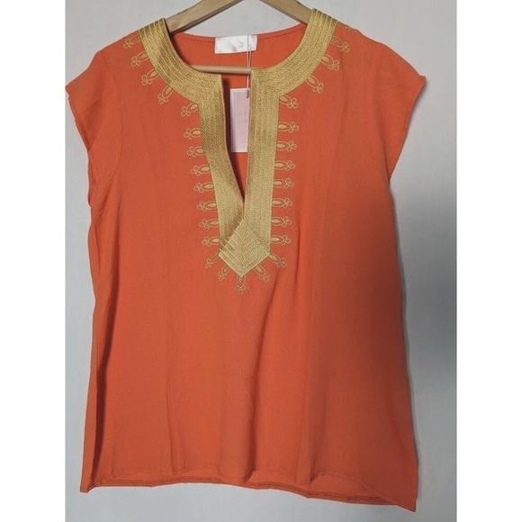 NWT Womens Deep V Neck Size M‎ Short Boutique Sleeve Shreya  Blouse Lq - Picture 7 of 16